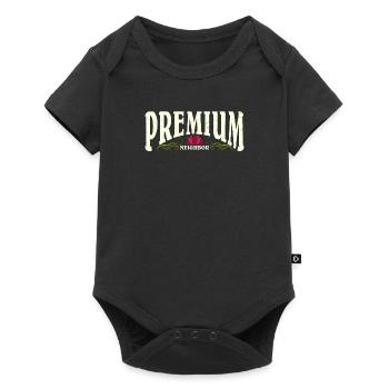 Premium Neighbor | Meilleur voisin Fleur de lotus rouge - Body à manches courtes Premium Bébé - noir - Devant