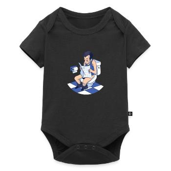 Man reads newspaper on the toilet - Baby Premium short-sleeve bodysuit - black - Front
