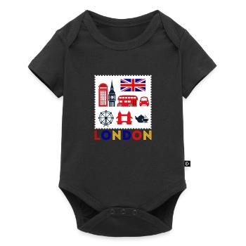 Vintage London Souvenir - Retro London Postage Stamp - Baby Premium short-sleeve bodysuit - black - Front