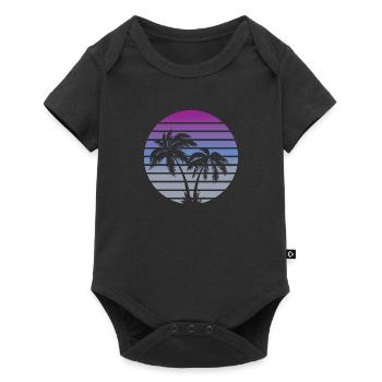 80s miami style beach palms - Baby Premium short-sleeve bodysuit - black - Front
