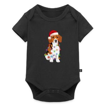 Guirlande lumineuse Noël chien Beagle - Body à manches courtes Premium Bébé - noir - Devant