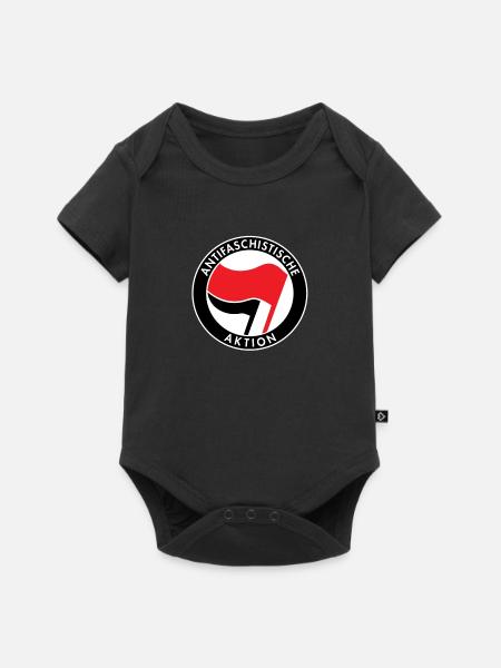 Antifaschistische Aktion, Antifa Logo, Flaggen - Baby Premium Kurzarmbody - Schwarz