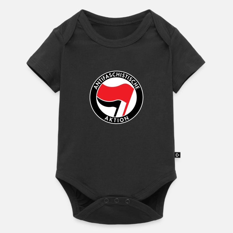 Antifacist Action, Antifa Logo, Flags - Baby Premium short-sleeve bodysuit - black