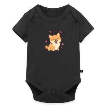 Style de dessin animé mignon Shiba Inu - Body à manches courtes Premium Bébé - noir - Devant
