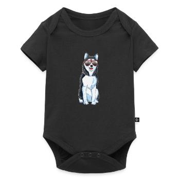 Sibirischer Husky Weihnachten Geschenk Hunde Huski - Baby Premium Kurzarmbody - Schwarz - Vorne