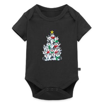 Sibirischer Husky Weihnachtsbaum Weihnachten Gesch - Baby Premium Kurzarmbody - Schwarz - Vorne