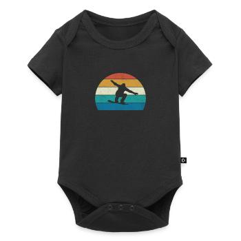 Snowboarding Retro Vintage Snowboard Silhouette - Baby Premium short-sleeve bodysuit - black - Front