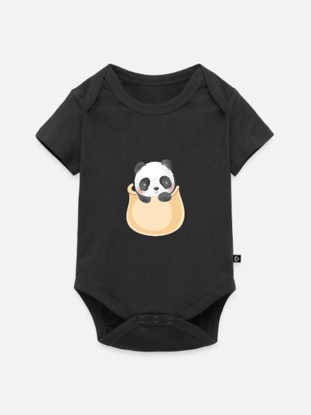 Marsupium Baby Panda - Baby Premium Kurzarmbody - Schwarz