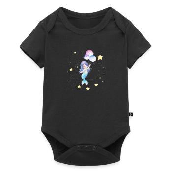 Space Mermaid Floating With Balloons - Baby Premium short-sleeve bodysuit - black - Front