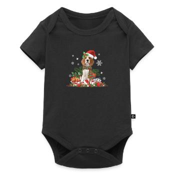 Chien Beagle de Noël - Body à manches courtes Premium Bébé - noir - Devant