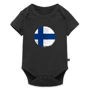 Finnland Flagge Suomi Finnische Fahne Used Look - Baby Premium Kurzarmbody - Schwarz - Vorne
