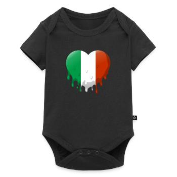 Italie Drapeau Coeur Drapeau italien Utilisé Look - Body à manches courtes Premium Bébé - noir - Devant