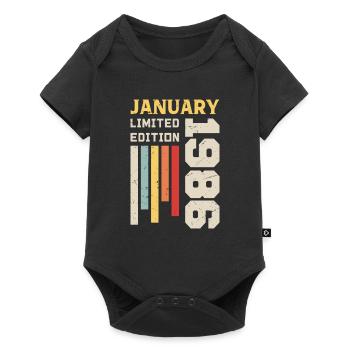 Januar 1986 - Januar 1986 Geburtstagsgeschenk - Baby Premium Kurzarmbody - Schwarz - Vorne