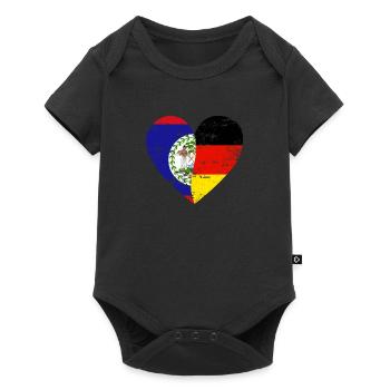 Belize Allemagne drapeau coeur - Body à manches courtes Premium Bébé - noir - Devant