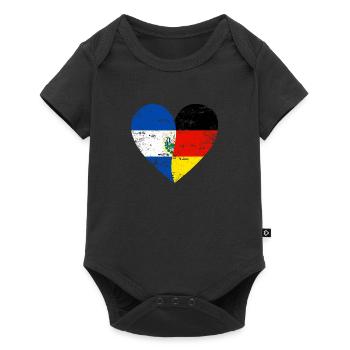 El Salvador Allemagne Drapeau Coeur - Body à manches courtes Premium Bébé - noir - Devant