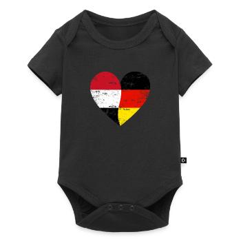 Yémen Allemagne Drapeau Coeur - Body à manches courtes Premium Bébé - noir - Devant