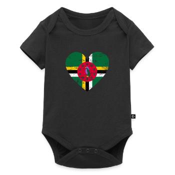 Dominica Flag Heart - Baby Premium short-sleeve bodysuit - black - Front