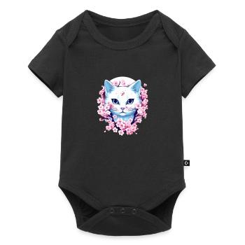 Kawaii Cat Japanese Retro Funny Anime Cat - Baby Premium short-sleeve bodysuit - black - Front