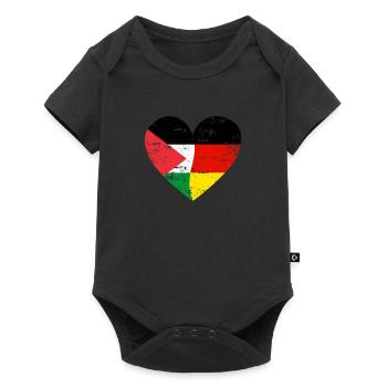 Palestine Germany Flag Heart - Baby Premium short-sleeve bodysuit - black - Front