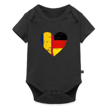Chad Germany Flag Heart - Baby Premium short-sleeve bodysuit - black - Front
