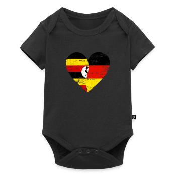 Uganda Germany Flag Heart - Baby Premium short-sleeve bodysuit - black - Front