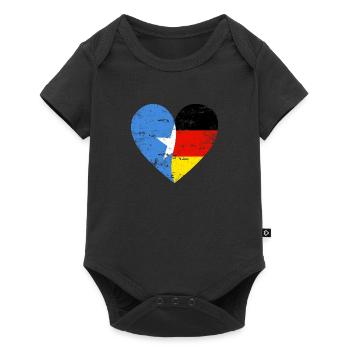 Somalia Germany Flag Heart - Baby Premium short-sleeve bodysuit - black - Front