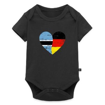 Botswana Allemagne Drapeau Coeur - Body à manches courtes Premium Bébé - noir - Devant