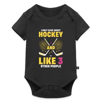Je ne me soucie que du hockey et j’aime 3 autres personnes - Body à manches courtes Premium Bébé - noir - Devant