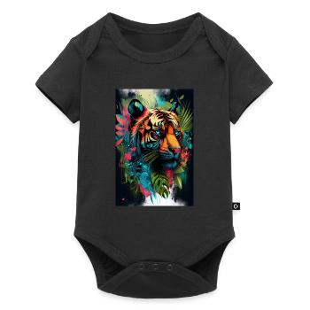 Tiger in the Jungle Artwork abstrait - Body à manches courtes Premium Bébé - noir - Devant