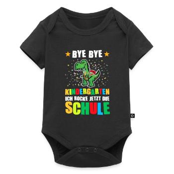 Schulkind Dino Schulstart Geschenk - Baby Premium Kurzarmbody - Schwarz - Vorne