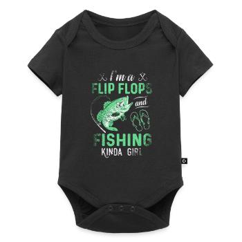 Ich bin ein Flip Flop und Fischer Mädchen - Baby Premium Kurzarmbody - Schwarz - Vorne