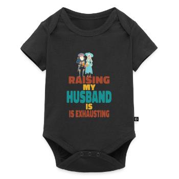 My husband's education is exhausting - Baby Premium short-sleeve bodysuit - black - Front