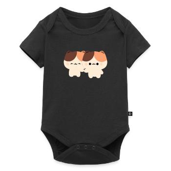 Tortie Katzenpaar - Baby Premium Kurzarmbody - Schwarz - Vorne