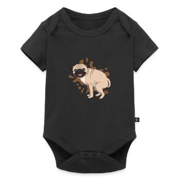 Pug poops piles of poop - Baby Premium short-sleeve bodysuit - black - Front
