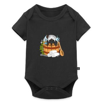 Rauhaardackel Sauna Wellness - Baby Premium short-sleeve bodysuit - black - Front