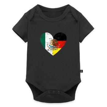 Mexique Allemagne Drapeau Cœur - Body à manches courtes Premium Bébé - noir - Devant