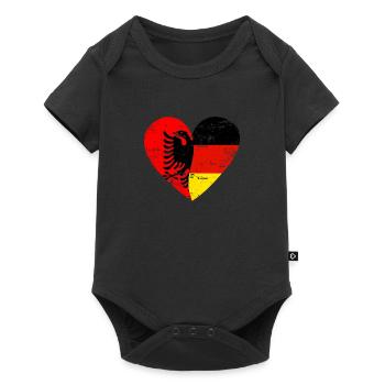 Albanie Allemagne Drapeau Cœur - Body à manches courtes Premium Bébé - noir - Devant