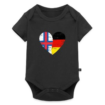 Faroe Islands Germany Flag Heart - Baby Premium short-sleeve bodysuit - black - Front