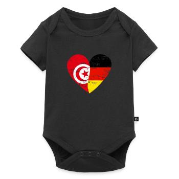 Tunisie Allemagne Drapeau Cœur - Body à manches courtes Premium Bébé - noir - Devant