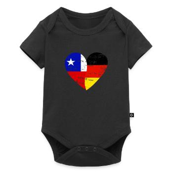 Chile Germany heart of the flag - Baby Premium short-sleeve bodysuit - black - Front