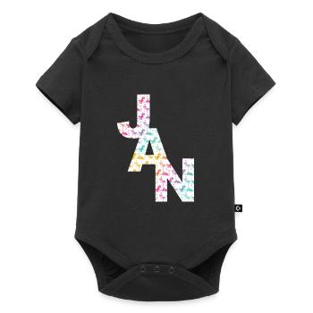 JAN - Beautiful boy name with dinosaur - Baby Premium short-sleeve bodysuit - black - Front
