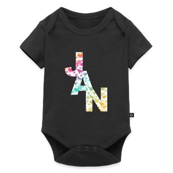 JAN - Beautiful boy name with dinosaur - Baby Premium short-sleeve bodysuit - black - Front