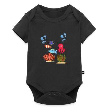 Marine Animal Coral Octopus Underwater World Octopus - Baby Premium short-sleeve bodysuit - black - Front