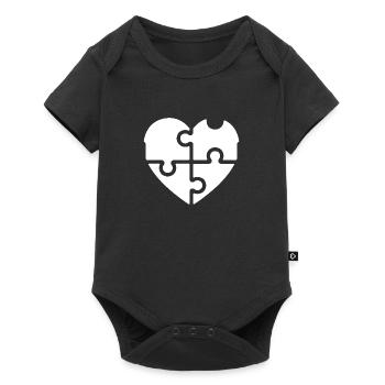 Puzzle der Liebe - Herz - Baby Premium Kurzarmbody - Schwarz - Vorne