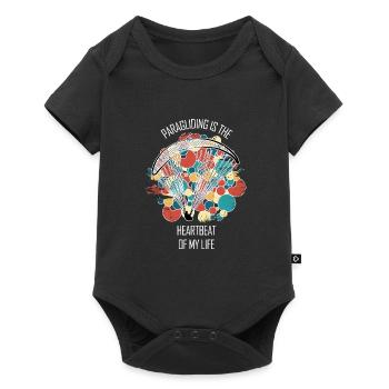 Paragliding Gleitschirm Paragleiter Paraglider - Baby Premium Kurzarmbody - Schwarz - Vorne