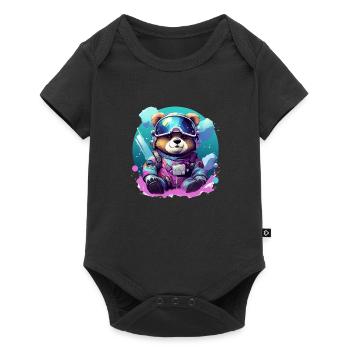 Cute Baby Bear in Winter Look Gift Teddy Bear - Baby Premium short-sleeve bodysuit - black - Front