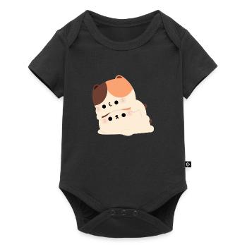Tortie Katzenpaar - Baby Premium Kurzarmbody - Schwarz - Vorne