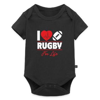 Le rugby c’est ma vie, idée cadeau - Body à manches courtes Premium Bébé - noir - Devant