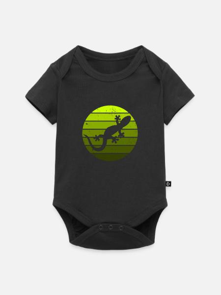 Eidechse Gecko Salamander Reptil Echse Sunset - Baby Premium Kurzarmbody - Schwarz