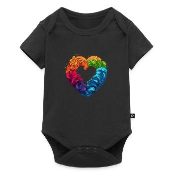 LGBTQIA+ Rainbow Heart - Baby Premium short-sleeve bodysuit - black - Front